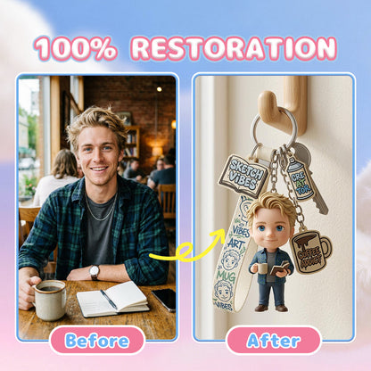 Custom 3D Figure Keychain from Photo display example