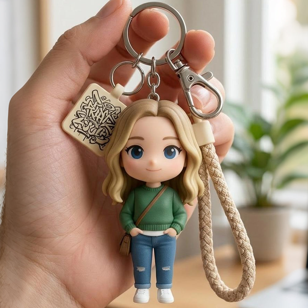 Custom 3D Figure Keychain from Photo finished keepsake angle