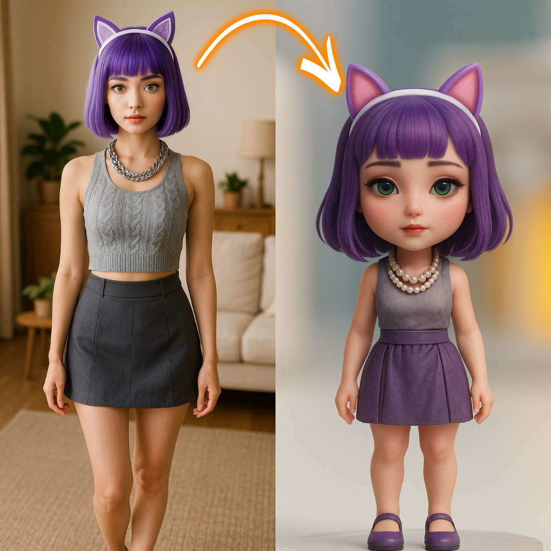 Realistic Custom 3D Figurine from Photo gift presentation – AI-generated concept rendering