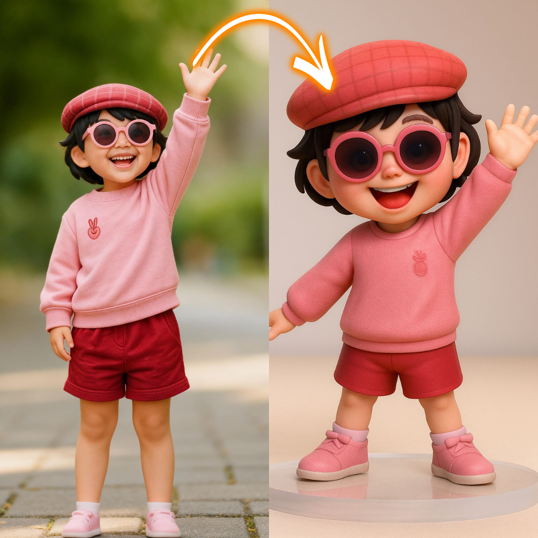 Realistic Custom 3D Figurine from Photo finished keepsake angle – AI-generated concept rendering