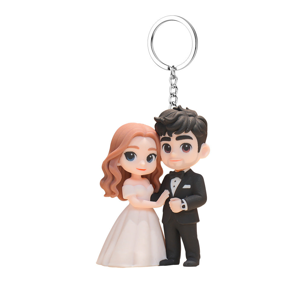 Personalized resin figure keychain close-up – AI-generated concept rendering