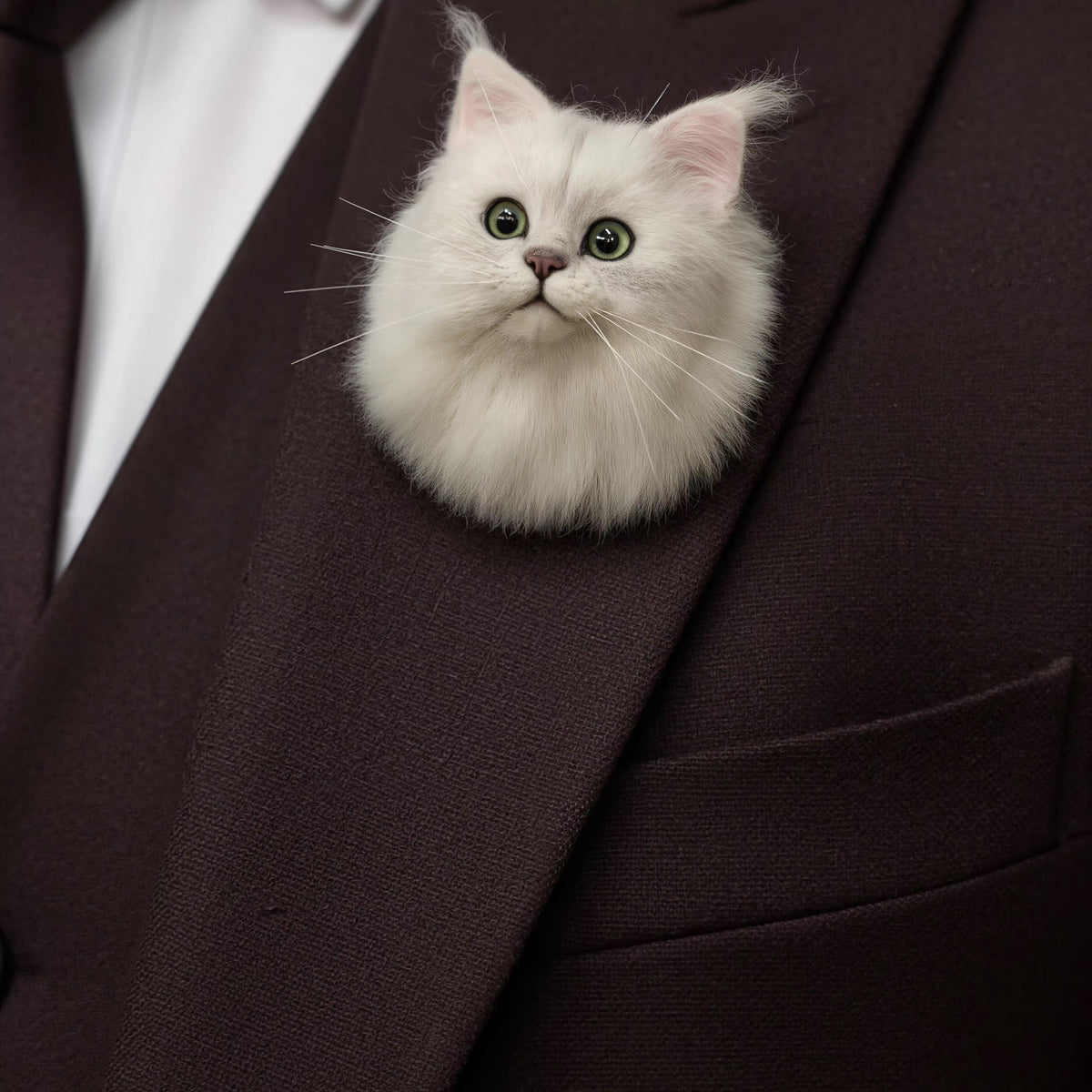 Custom needle felted wool pet face brooch and wedding wrist corsage