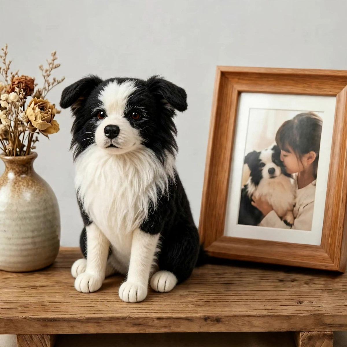 Custom needle felted wool pet figurine, full body replica from photo