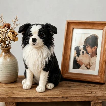 Custom needle felted wool pet figurine, full body replica from photo
