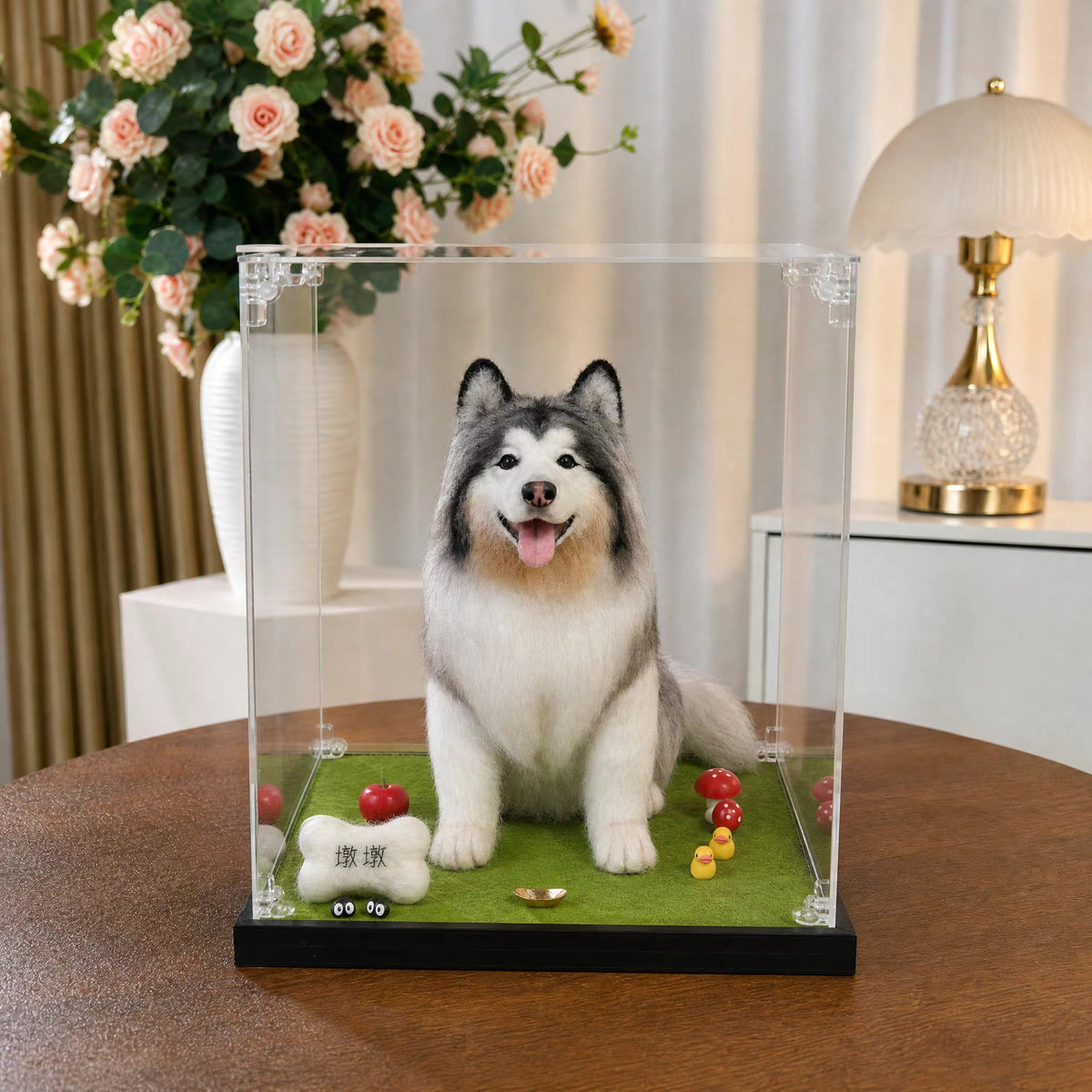 Custom needle felted wool pet figurine, full body replica from photo