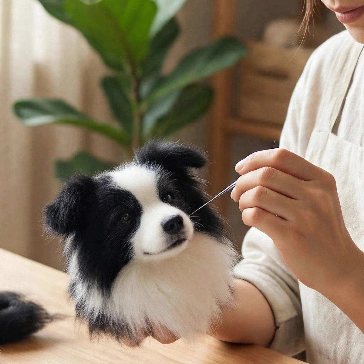 Custom needle felted wool pet figurine, full body replica from photo